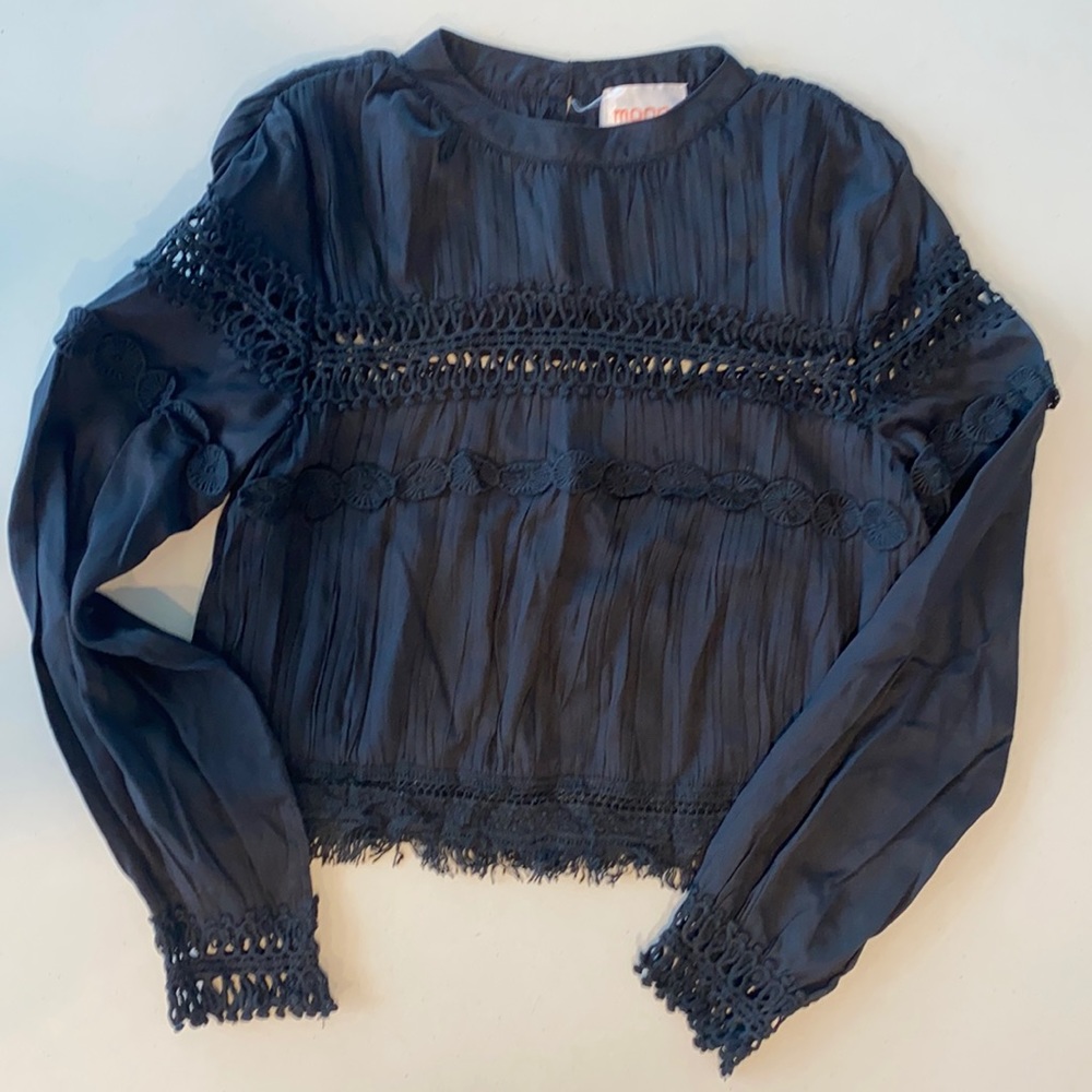 Moon Crochet Long Sleeve Crop Top